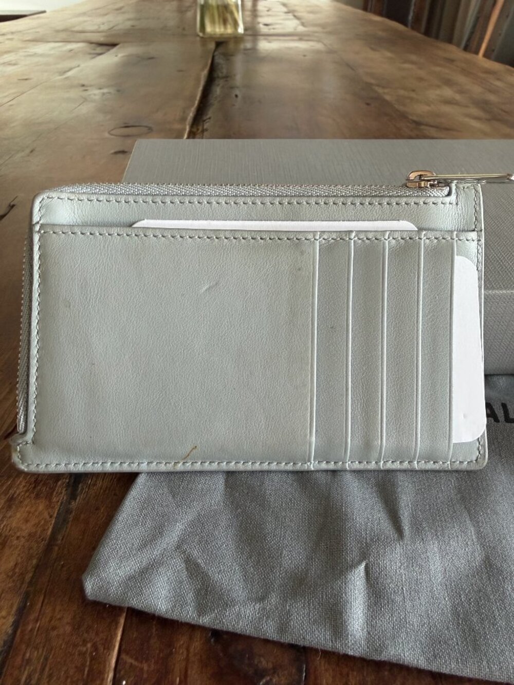 Balenciaga Leather Zip Card Holder Wallet Light Blue w/ Original Box & Dust Bag - Picture 7 of 7